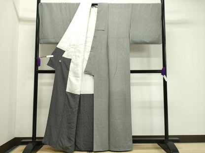 平和屋着物●江戸小紋　花菱文　黒地　正絹　逸品　CAAY8136gh