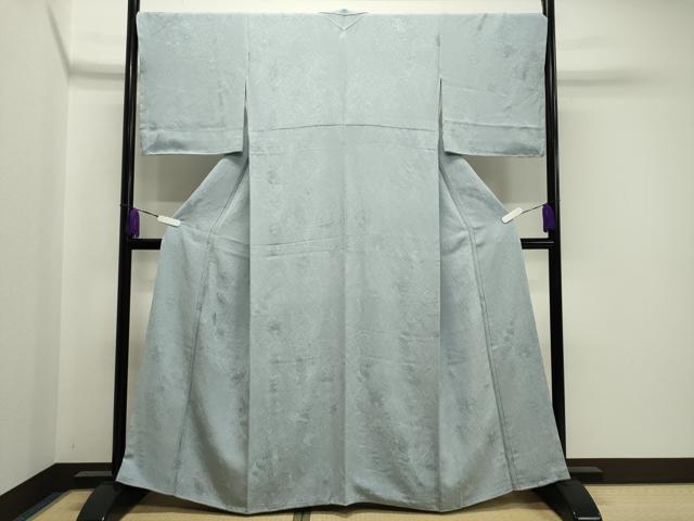 平和屋着物●上質な色無地 陶器花地紋 水色 正絹 逸品 未使用 CAAY8141gh
