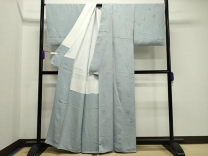 平和屋着物●上質な色無地 陶器花地紋 水色 正絹 逸品 未使用 CAAY8141gh