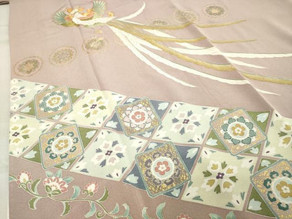 平和屋着物●豪華色留袖　作家物　駒刺繍　鳳凰花文　金彩　正絹　逸品　CAAY8145gh