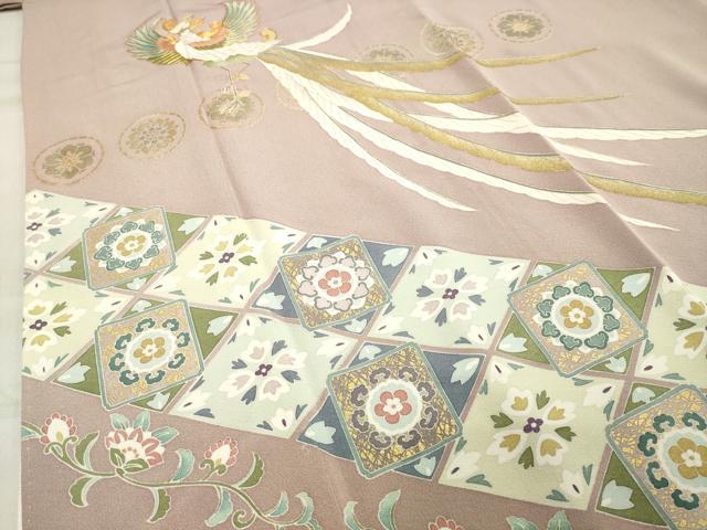 平和屋着物●豪華色留袖　作家物　駒刺繍　鳳凰花文　金彩　正絹　逸品　CAAY8145gh