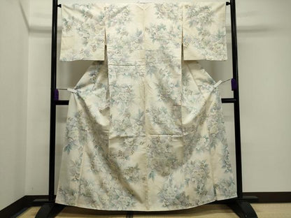 平和屋着物●上質な紬　草花文　正絹　逸品　CAAY8160gh