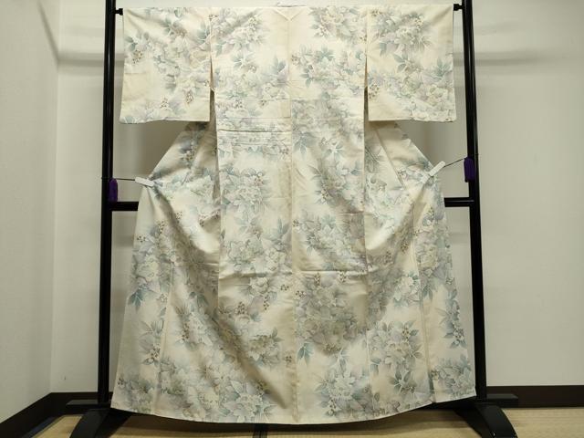 平和屋着物●上質な紬　草花文　正絹　逸品　CAAY8160gh