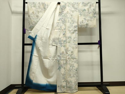 平和屋着物●上質な紬　草花文　正絹　逸品　CAAY8160gh
