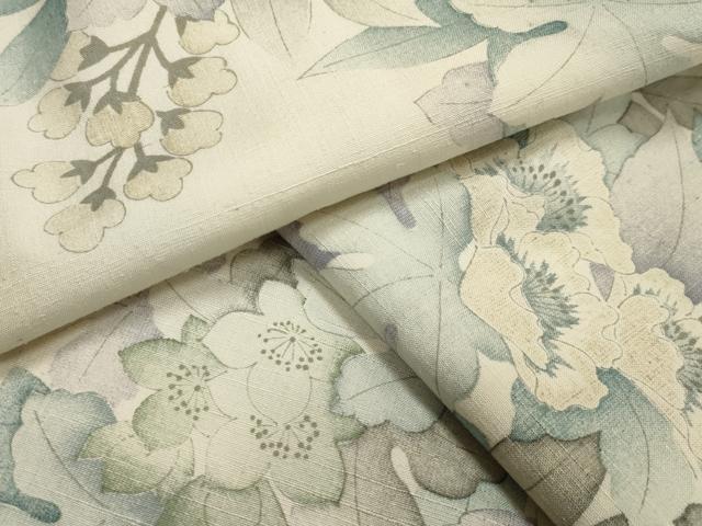 平和屋着物●上質な紬　草花文　正絹　逸品　CAAY8160gh