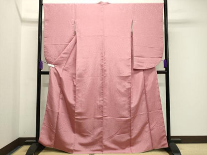 平和屋着物●小振袖　二尺袖　孔雀花文　紅梅色　金銀彩　洗える着物　未使用　CAAY8165gh