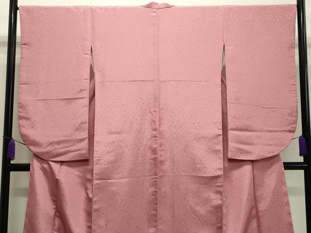 平和屋着物●小振袖　二尺袖　孔雀花文　紅梅色　金銀彩　洗える着物　未使用　CAAY8165gh