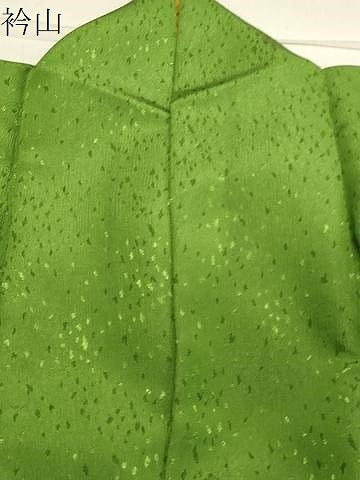 平和屋着物●小振袖 二尺袖 孔雀花文 苔色 金銀彩 洗える着物 CAAY8168gh