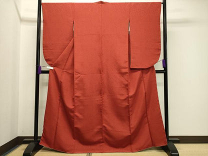 平和屋着物●小振袖　二尺袖　孔雀花文　丹色　金銀彩　洗える着物　CAAY8171gh