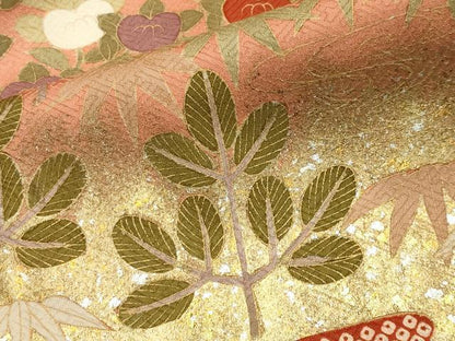 平和屋着物●訪問着　駒刺繍　松竹梅文　暈し染め　金銀彩　正絹　逸品　CAAY8173gh
