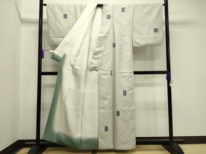 平和屋着物●上質な紬　色紙草花文　正絹　逸品　CAAY8188gh