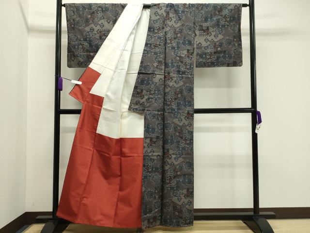 平和屋着物●本場大島紬　9マルキ　雲取り色紙花文　正絹　逸品　未使用　CAAY8210gh