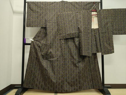 平和屋着物●本場大島紬 龍郷絣 秋名バラ アンサンブル 正絹 逸品 CAAY8217gh