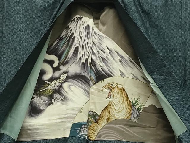 平和屋着物●男性　本場大島紬　アンサンブル　80亀甲　総詰め　正絹　逸品　CAAY8220gh