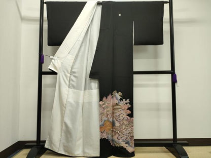 平和屋着物■豪華黒留袖　駒刺繍　風景文　金彩　正絹　逸品　CAAY8302gh