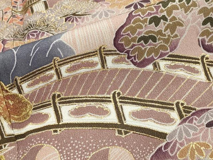 平和屋着物■豪華黒留袖　駒刺繍　風景文　金彩　正絹　逸品　CAAY8302gh