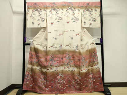 平和屋着物●訪問着 雪芝花文 暈し染め 金銀彩 正絹 逸品 CAAY8341gh