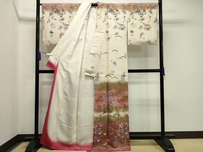 平和屋着物●訪問着 雪芝花文 暈し染め 金銀彩 正絹 逸品 CAAY8341gh