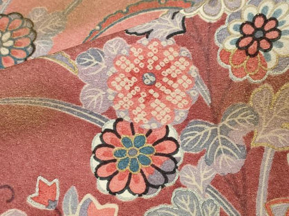 平和屋着物●訪問着 雪芝花文 暈し染め 金銀彩 正絹 逸品 CAAY8341gh