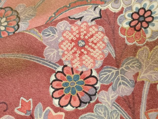 平和屋着物●訪問着 雪芝花文 暈し染め 金銀彩 正絹 逸品 CAAY8341gh