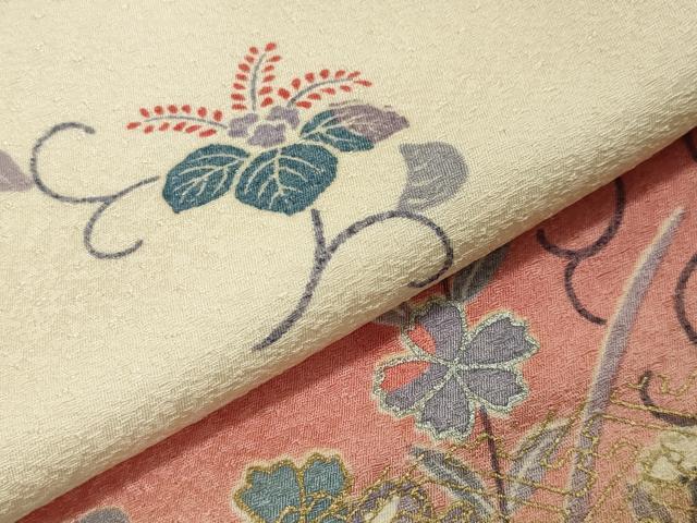 平和屋着物●訪問着 雪芝花文 暈し染め 金銀彩 正絹 逸品 CAAY8341gh