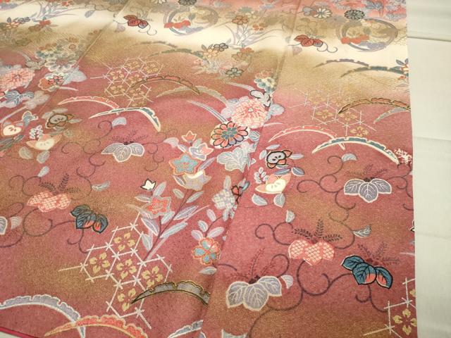 平和屋着物●訪問着 雪芝花文 暈し染め 金銀彩 正絹 逸品 CAAY8341gh