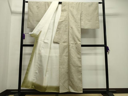 平和屋着物●上質な小紋 紬地 花唐草文 金彩 正絹 逸品 CAAY8347gh