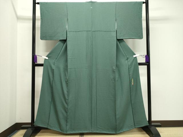 平和屋着物●本草木染作家　瑞寶　色無地　紋意匠　老竹色　正絹　逸品　CAAY8375gh