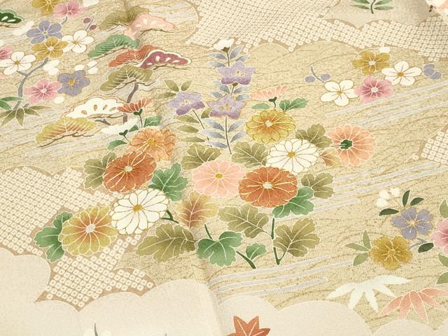 平和屋着物●訪問着 駒刺繍 雲重ね宝尽くし花文 暈し染め 金彩 正絹 逸品 未使用 CAAY8388gh
