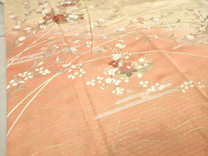 平和屋着物●訪問着 刺繍 枝花文 暈し染め 金彩 正絹 逸品 CAAY8390gh