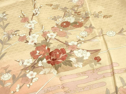 平和屋着物●訪問着 刺繍 枝花文 暈し染め 金彩 正絹 逸品 CAAY8390gh