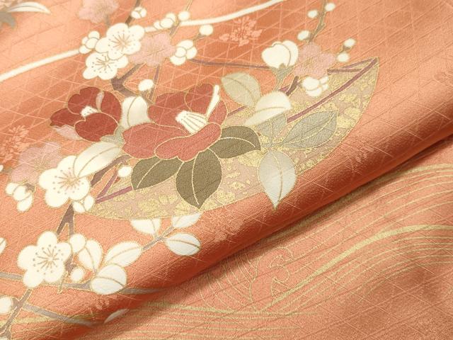 平和屋着物●訪問着 刺繍 枝花文 暈し染め 金彩 正絹 逸品 CAAY8390gh