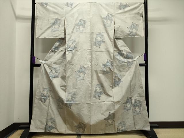 平和屋着物●本場大島紬　白大島　9マルキ　総絣　色紙重ね風景文　正絹　逸品　CAAY8393gh