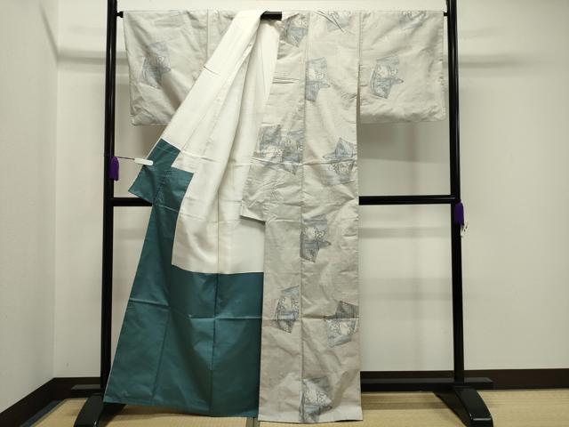 平和屋着物●本場大島紬　白大島　9マルキ　総絣　色紙重ね風景文　正絹　逸品　CAAY8393gh