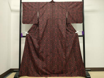 平和屋着物●本場大島紬 龍郷絣 秋名バラ ロング丈 正絹 逸品 CAAY8399gh