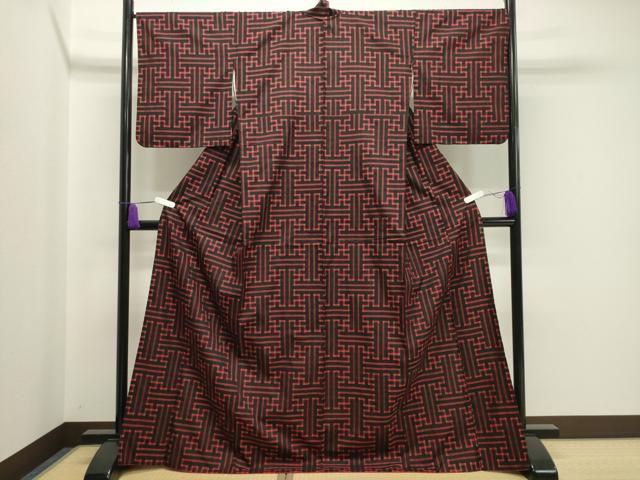 平和屋着物●本場大島紬 龍郷絣 秋名バラ ロング丈 正絹 逸品 CAAY8399gh