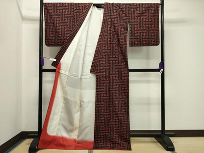 平和屋着物●本場大島紬 龍郷絣 秋名バラ ロング丈 正絹 逸品 CAAY8399gh