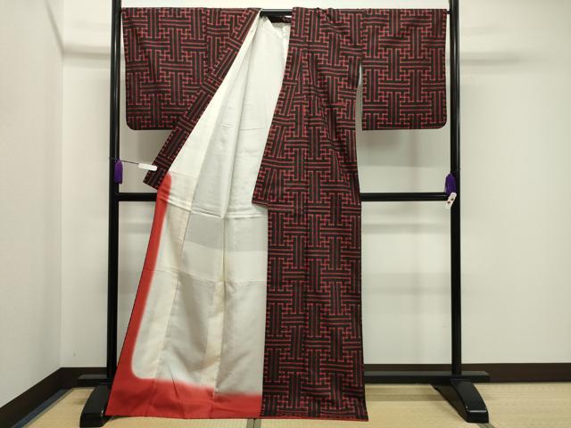 平和屋着物●本場大島紬 龍郷絣 秋名バラ ロング丈 正絹 逸品 CAAY8399gh