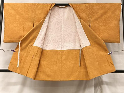 平和屋着物■道行コート　草花地紋　赤朽葉色　正絹　逸品　CAAY8565ua