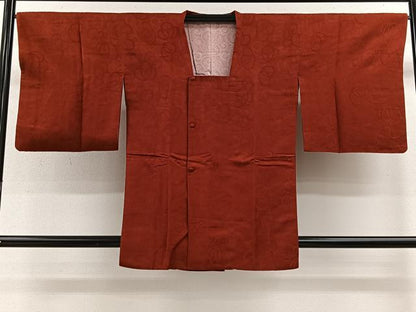 平和屋着物■道行コート　舞花文　紅海老茶色　正絹　逸品　CAAY8792ua