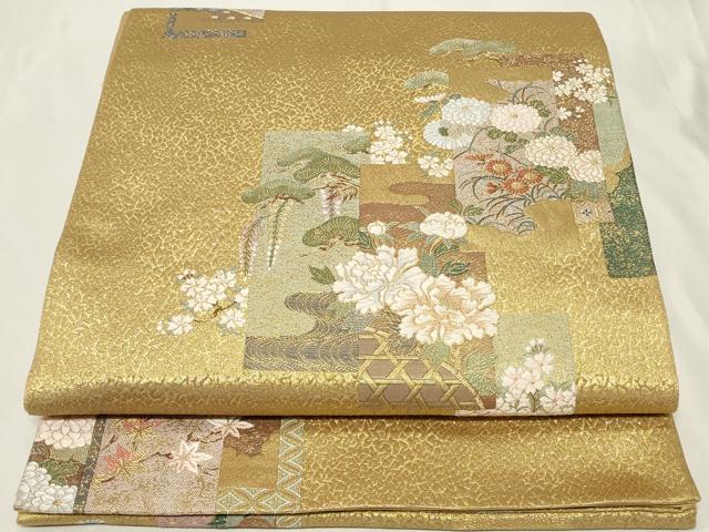 平和屋着物◎六通柄袋帯　唐織　春秋短冊紋　光輝箔　正絹　逸品　CAAY8801in