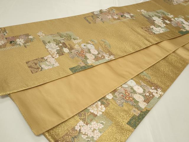 平和屋着物◎六通柄袋帯　唐織　春秋短冊紋　光輝箔　正絹　逸品　CAAY8801in