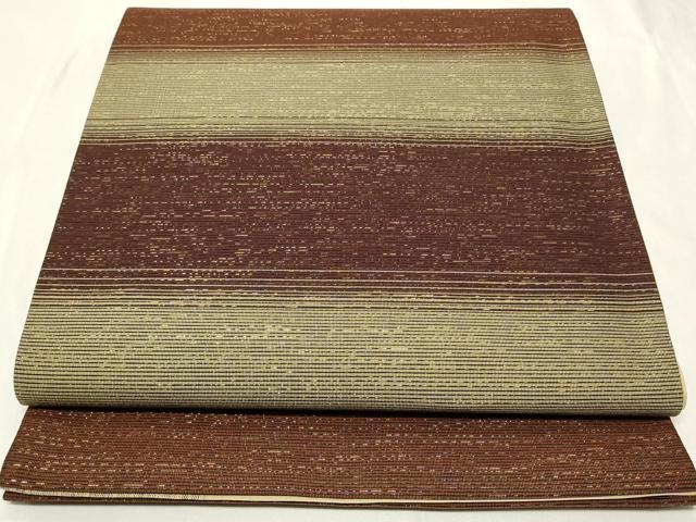 平和屋着物◎全通柄袋帯　横段文　金糸　正絹　逸品　CAAY8802in