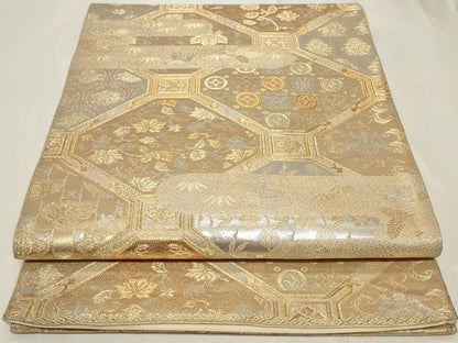 平和屋着物◎六通柄袋帯　蜀江吉祥花文　金銀糸　正絹　逸品　CAAY8804in
