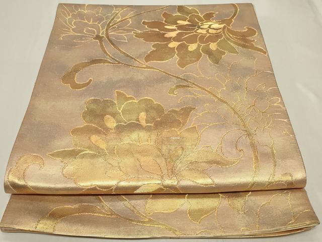 平和屋着物◎六通柄袋帯　更紗花文　金糸　正絹　逸品　CAAY8805in