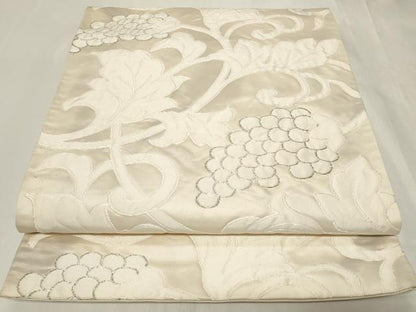 平和屋着物◎六通柄袋帯　葡萄蔦の葉文　銀糸　正絹　逸品　CAAY8815in