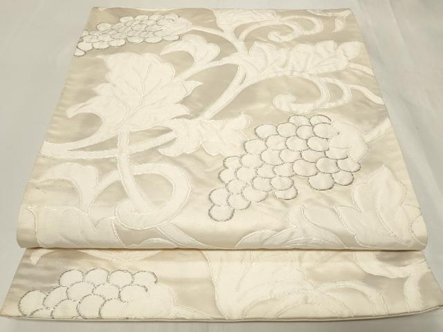 平和屋着物◎六通柄袋帯　葡萄蔦の葉文　銀糸　正絹　逸品　CAAY8815in