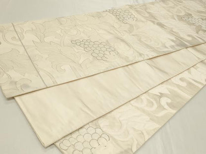 平和屋着物◎六通柄袋帯　葡萄蔦の葉文　銀糸　正絹　逸品　CAAY8815in