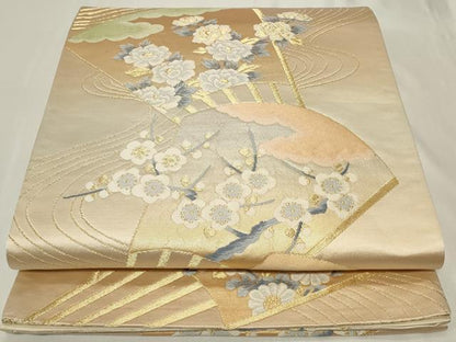 平和屋着物◎六通柄袋帯　唐織　流水扇面花文　金銀糸　正絹　逸品　CAAY8818in