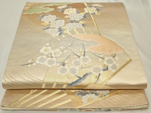 平和屋着物◎六通柄袋帯　唐織　流水扇面花文　金銀糸　正絹　逸品　CAAY8818in